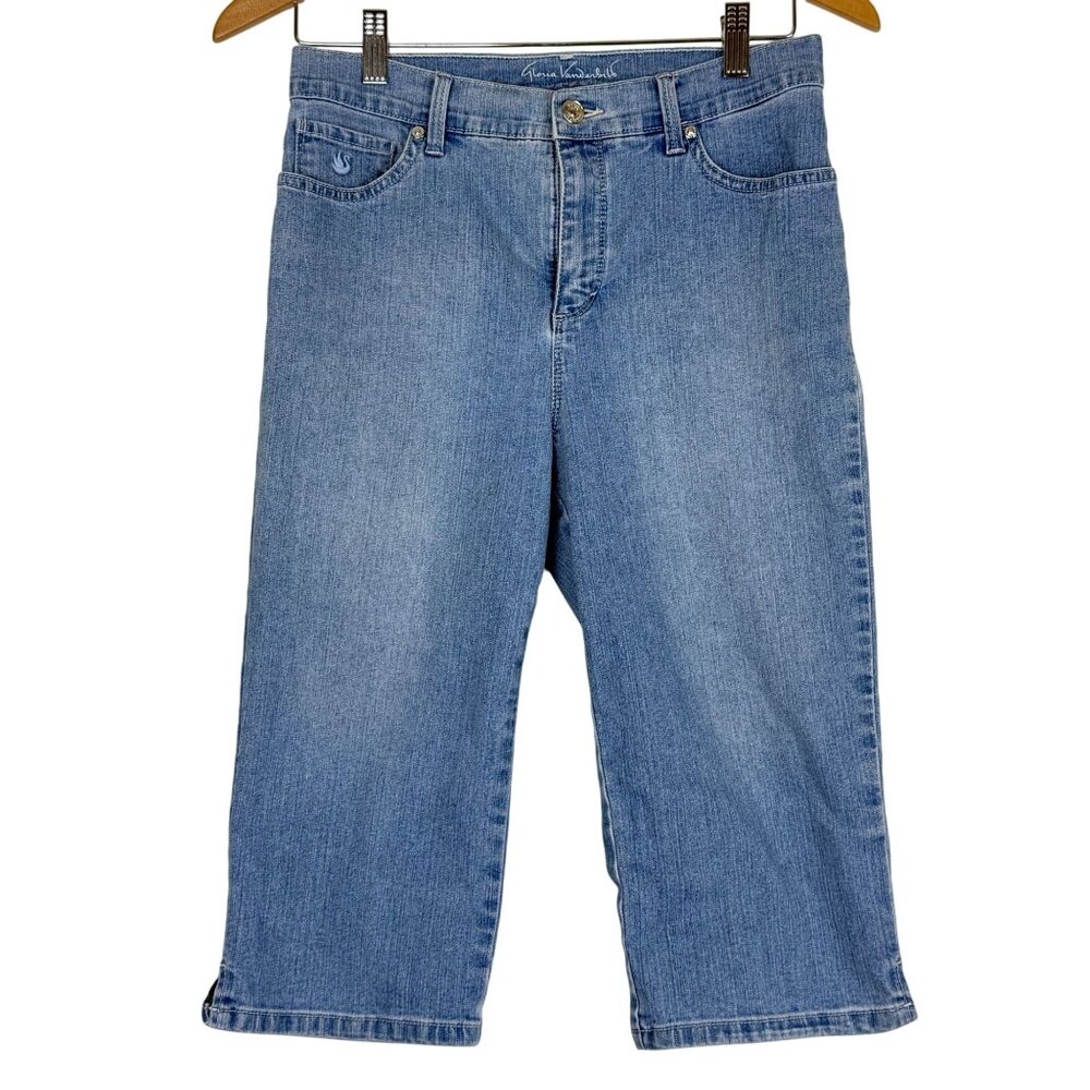 Gloria Vanderbilt Amanda Skimmer Denim Capri Jeans 8 Petite Embroidered Pockets